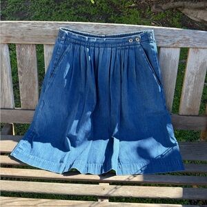 Pleated lands end Blue Denim Women's Skirt